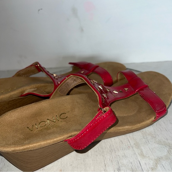 Vionic Orthaheel Maggie Wedge Sandals in Raspberry Red Patent Womens Size 8 - Picture 8 of 12